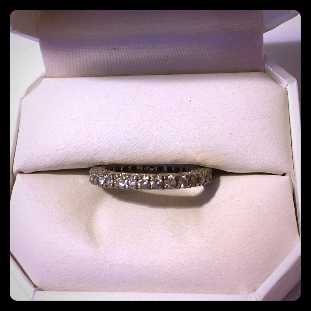 CZ and Yellow Dipped Sterling Eternity Band